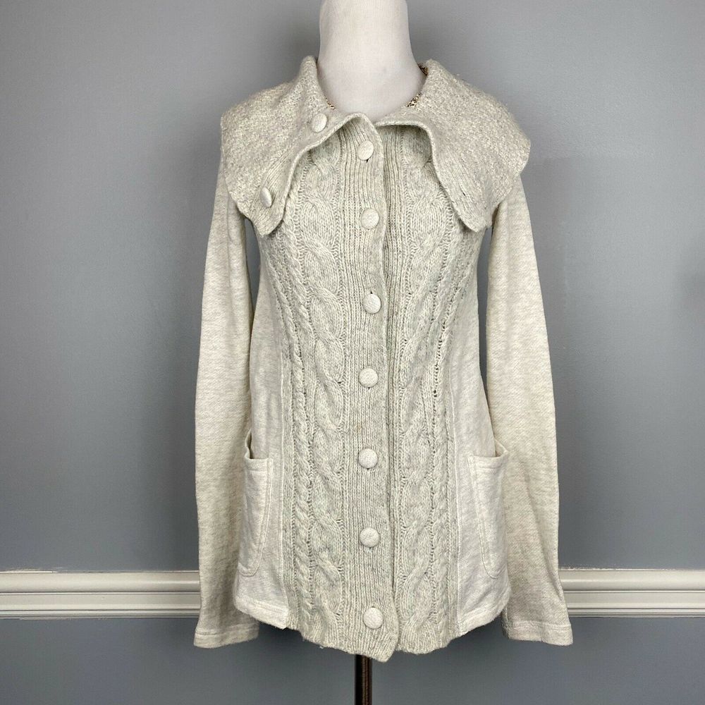 Saturday Sunday Cable Knit Cardigan Sweater Wool - Picture 2 of 8